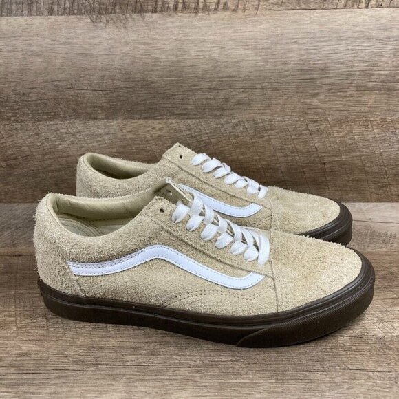 VANS Old Skool Hairy Suede Khaki Tan Brown Sneakers Shoes Mens 8 Womens 9.5 NEW - Picture 2 of 9